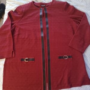 MISOOK Jacket Cardigan Duster Jacket Open Front Women’s Size 1X red text…